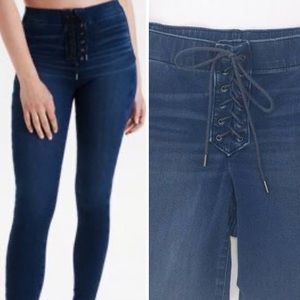 Lace Up Skinny Jeans Stretch